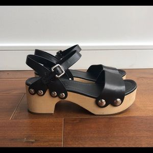 Prada leather clog platform sandals size 8.5
